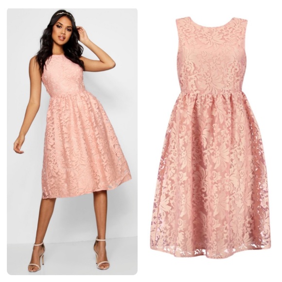 boutique embroidered organza skater dress